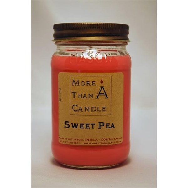More Than A Candle More Than A Candle STP16M 16 oz Mason Jar Soy Candle; Sweet Pea STP16M